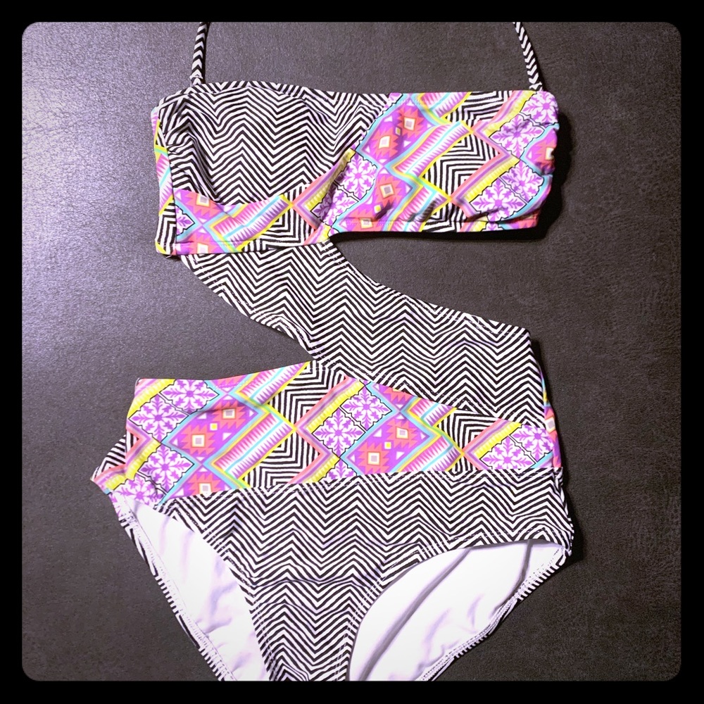 Zig zag one piece bathing suit!